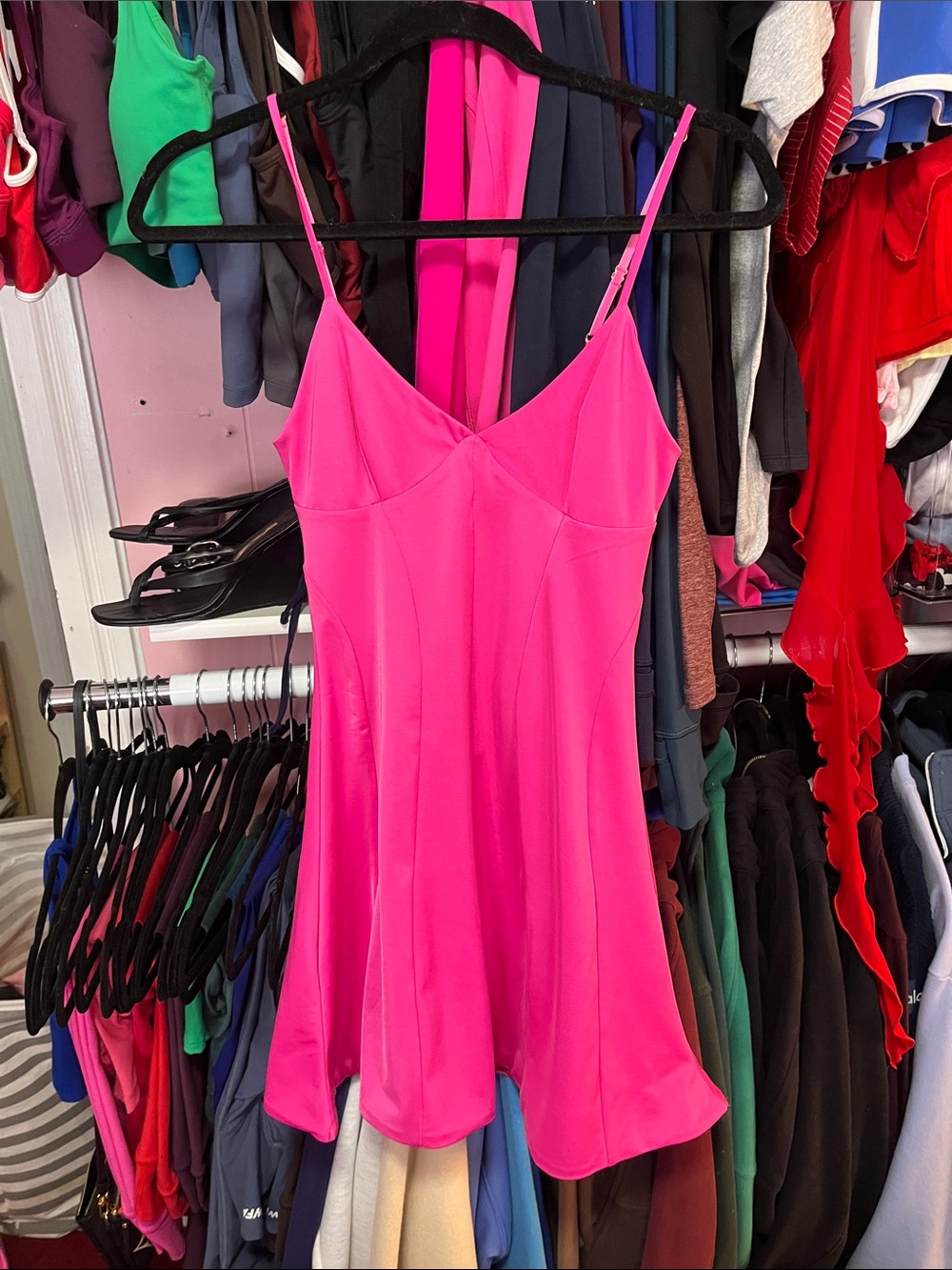 NWT oh Polly Hot Pink Satin Slip Dress S-4